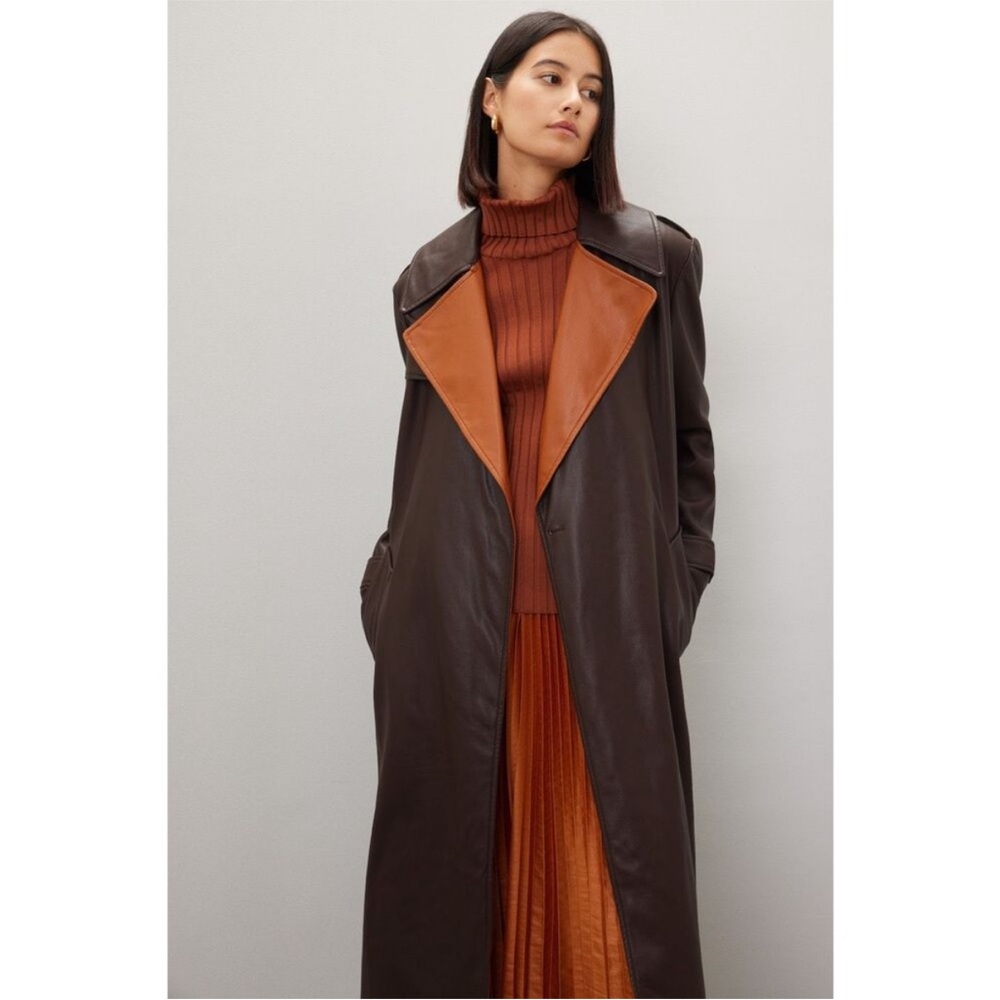 10 Crosby Derek Lam Dark Brown and Orange Trench Coat